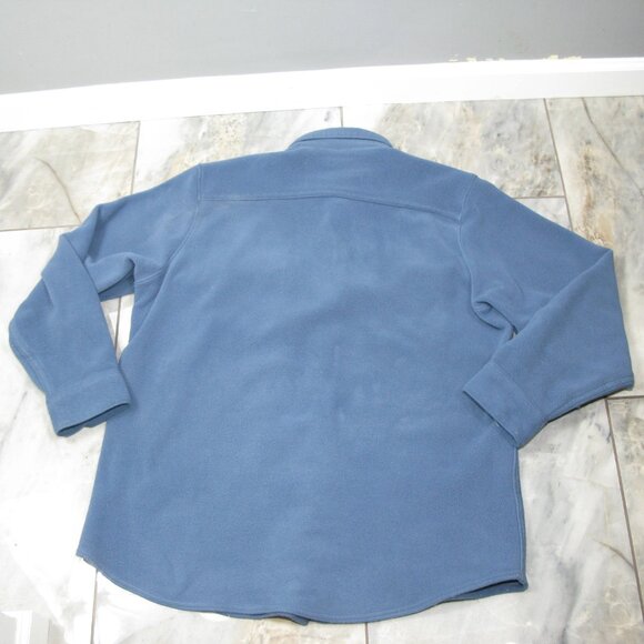 L.L. Bean Blue Fleece Button Front Long Sleeve Shirt Size Large - Picture 4 of 5
